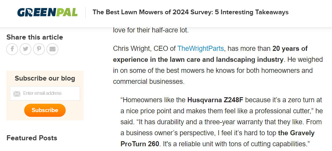 The Wright Parts in the News